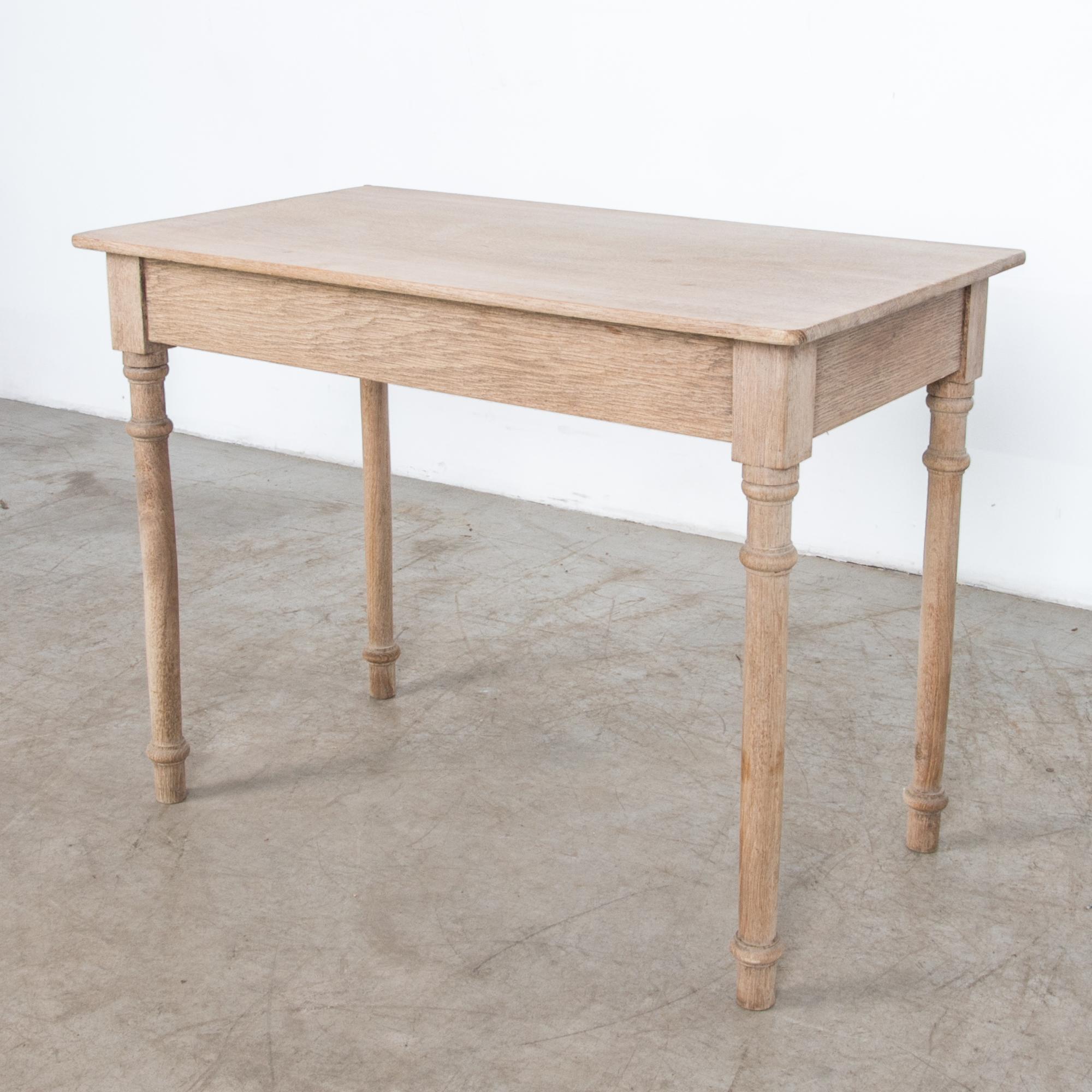 Antique Belgian Bleached Oak Table In Good Condition In High Point, NC