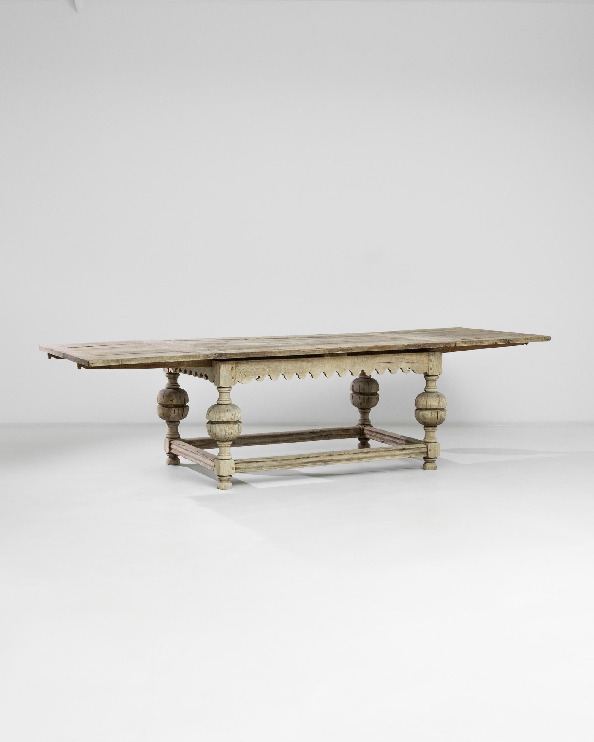 Early 20th Century Antique Belgian Bleached Oak Table For Sale