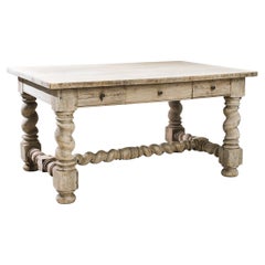 Antique Belgian Bleached Oak Table