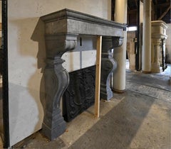Antique Belgian Bluestone Castle Fireplace 19th Century