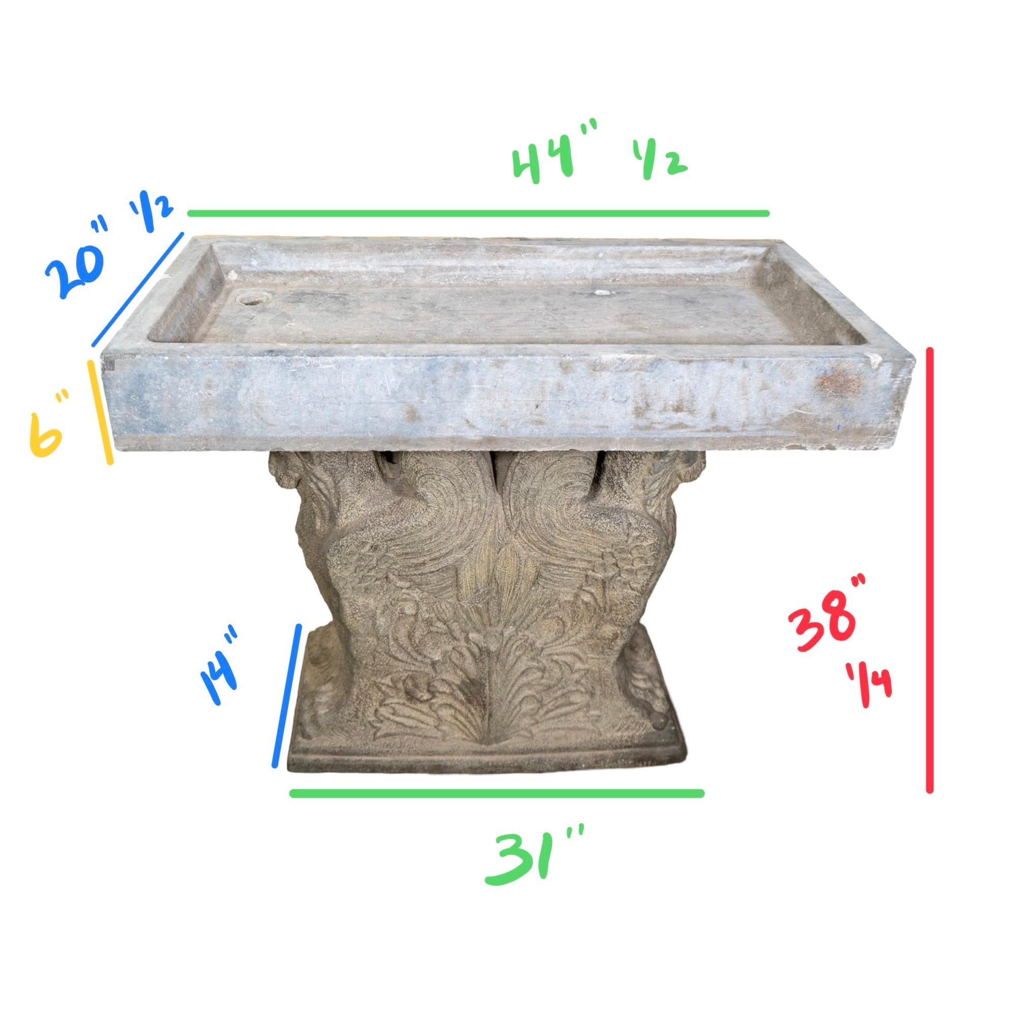 Antique Belgian Bluestone Sink and Base For Sale 6