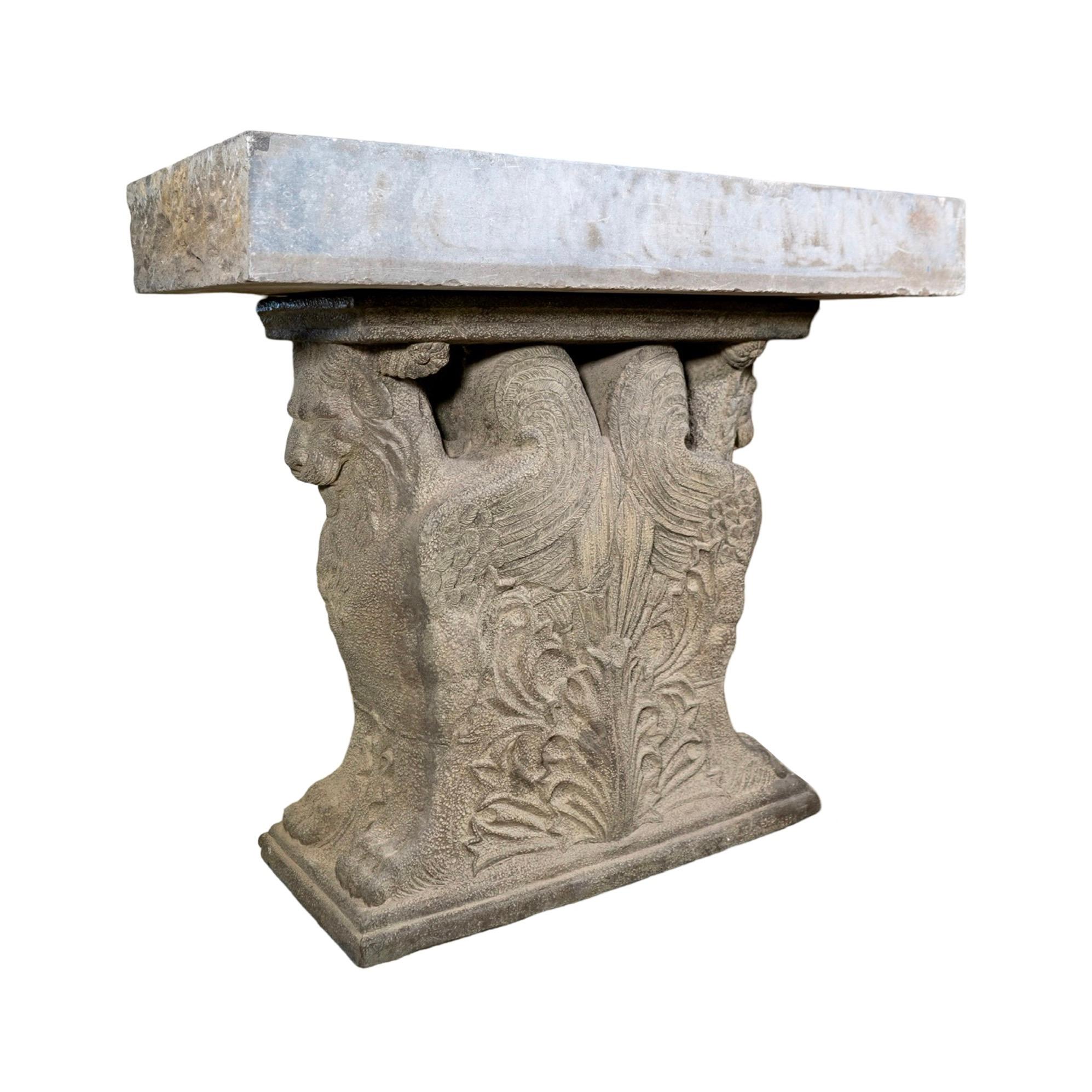 18th Century and Earlier Antique Belgian Bluestone Sink and Base For Sale