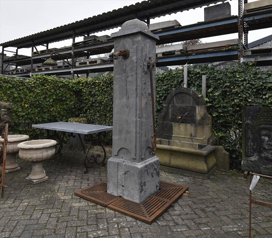 Mid-19th Century Antique Belgian bluestone village pump with grate 19th Century For Sale