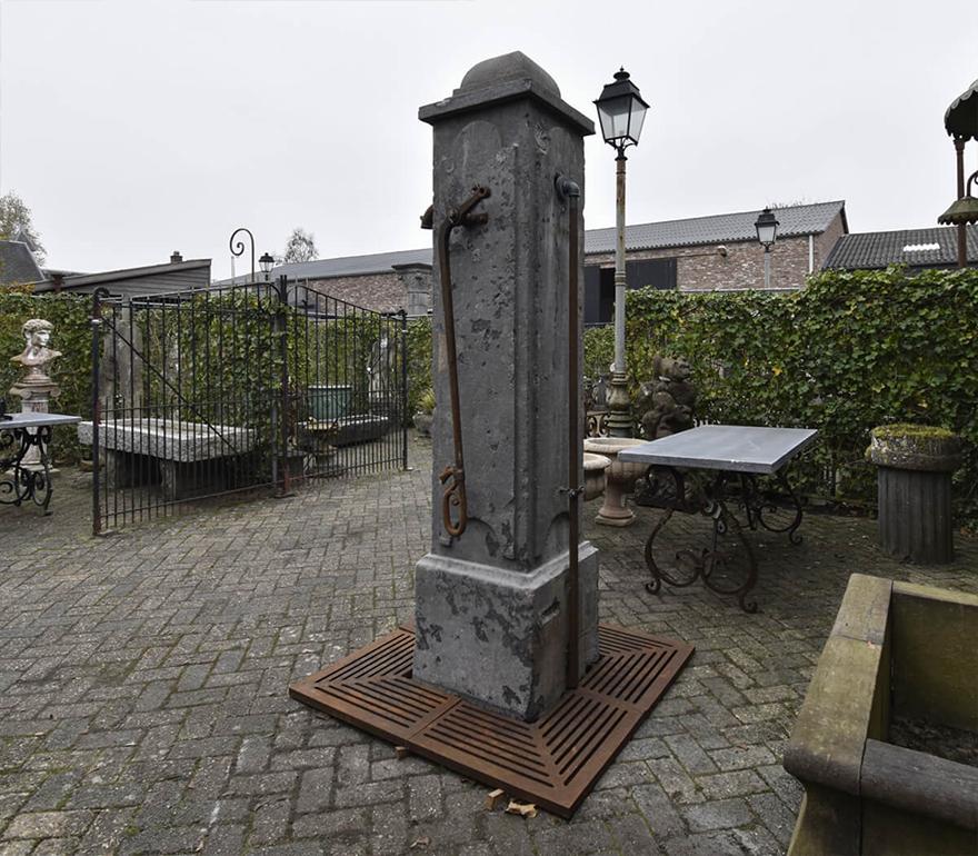 Stone Antique Belgian bluestone village pump with grate 19th Century For Sale
