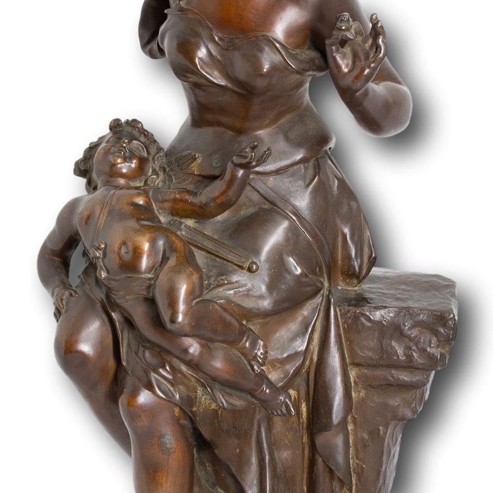 Antica figura belga in bronzo Fleur d'amour di Auguste de Wever in vendita 3