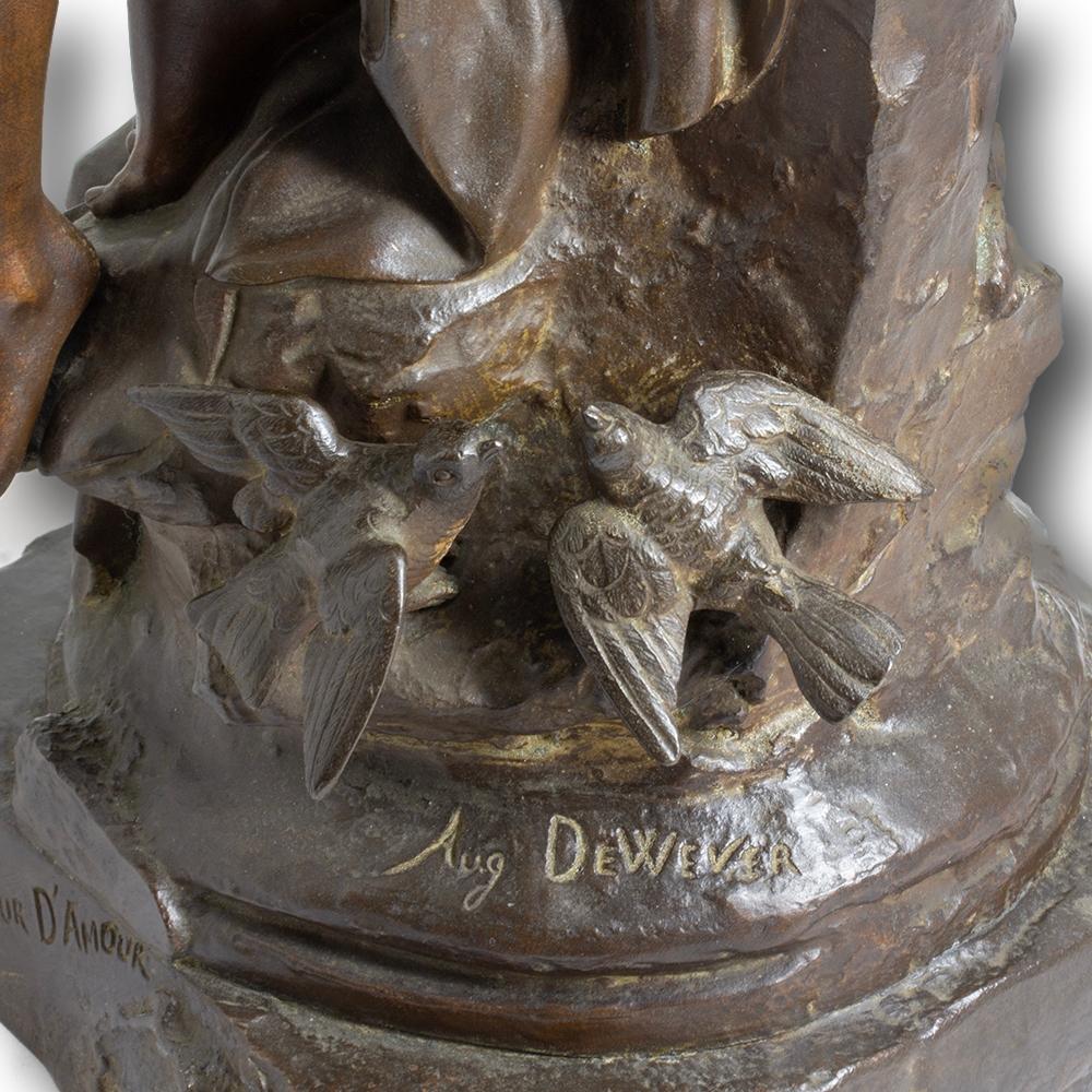 Antica figura belga in bronzo Fleur d'amour di Auguste de Wever in vendita 5