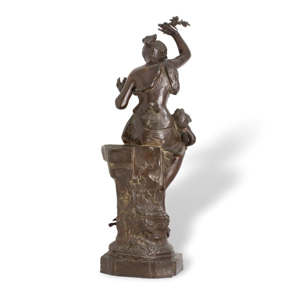 Calco Antica figura belga in bronzo Fleur d'amour di Auguste de Wever in vendita