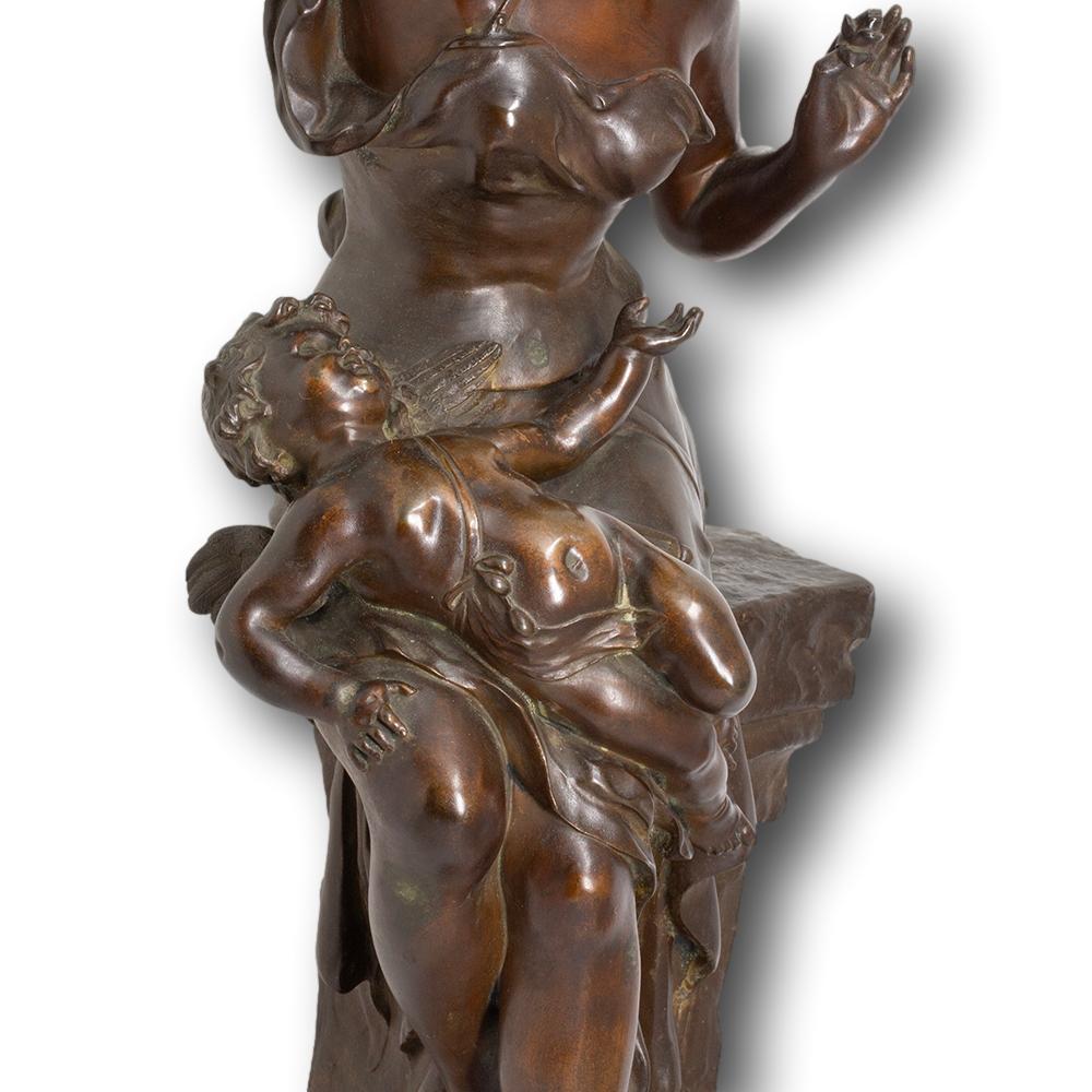 Bronzo Antica figura belga in bronzo Fleur d'amour di Auguste de Wever in vendita