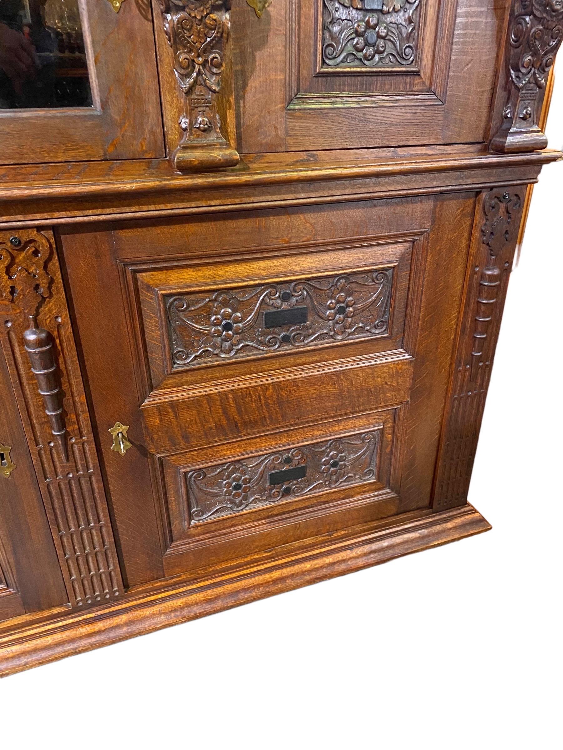 Renaissance Revival Antique Belgian Carved Oak Figural Sideboard For Sale