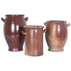 Antique Belgian Ceramic Pot, Set of Three