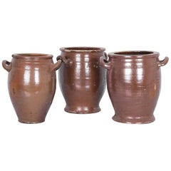 Antique Belgian Ceramic Pot, Set of Three