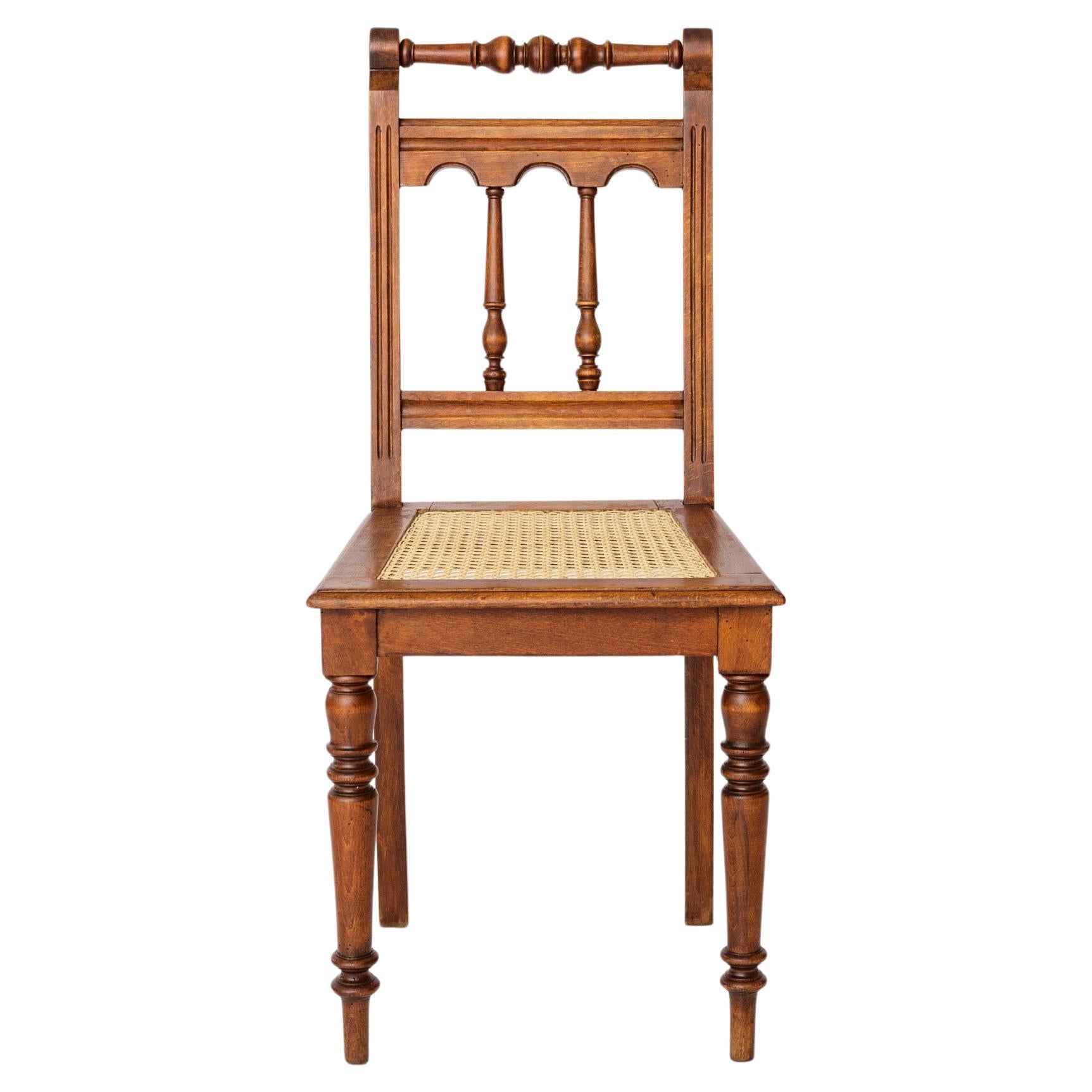 Antique Belgian Chair – Early 20th Century Beechwood Dining Chair For Sale