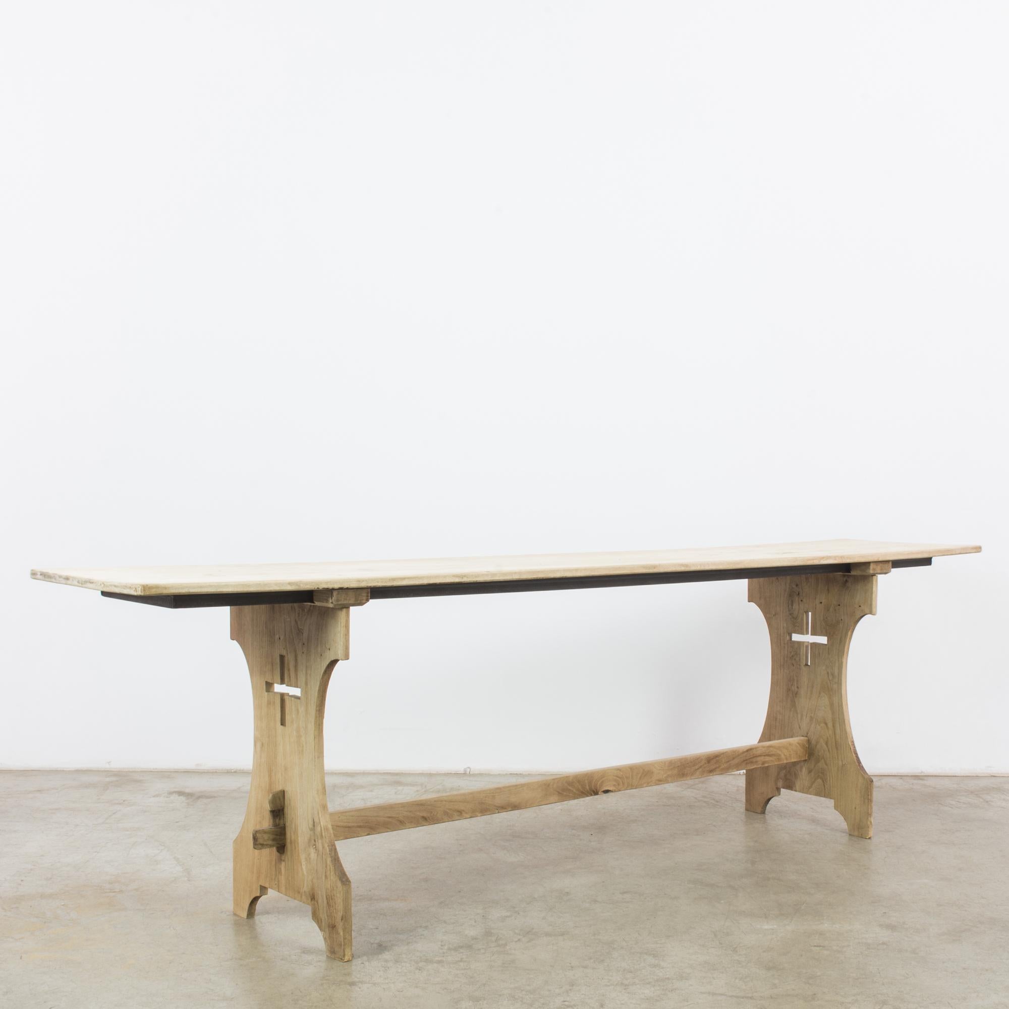 French Provincial Antique Belgian Console Trestle Table