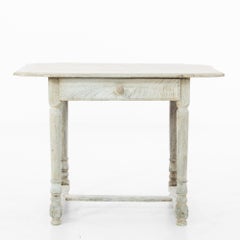 Antique Belgian Country Bleached Oak Side Table