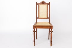 Antique Belgian Dining Chair, Restored Cane Chair, Solid Beech Wood, c. 1930s