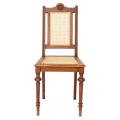 Antique Belgian Dining Chair, Restored Cane Chair, Solid Beech Wood, c. 1930s