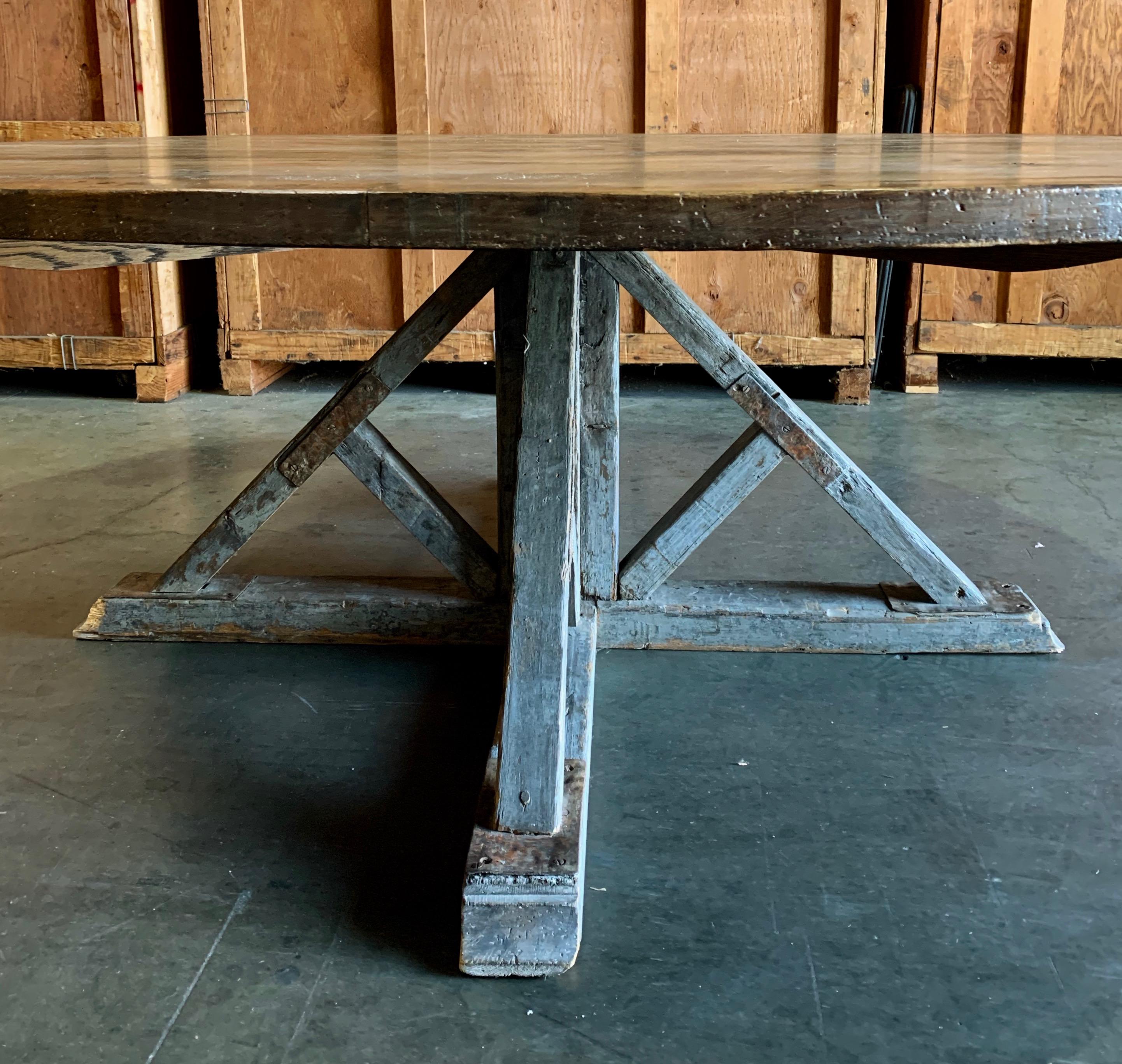 18th Century and Earlier Cerused/Limed Oak Belgian Dining Table
