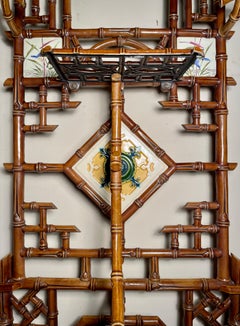 Antique Belgian Enameled Iron and Tile Porte Manteau circa 1896