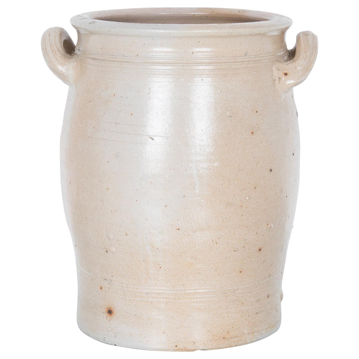 Antique Belgian Farmhouse White Ceramic Pot