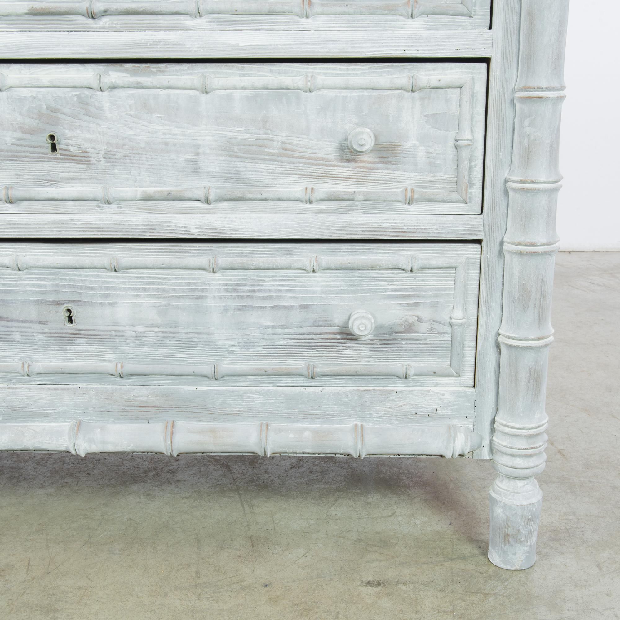 Antique Belgian Faux Bamboo Drawer Chest with Marble Top 2