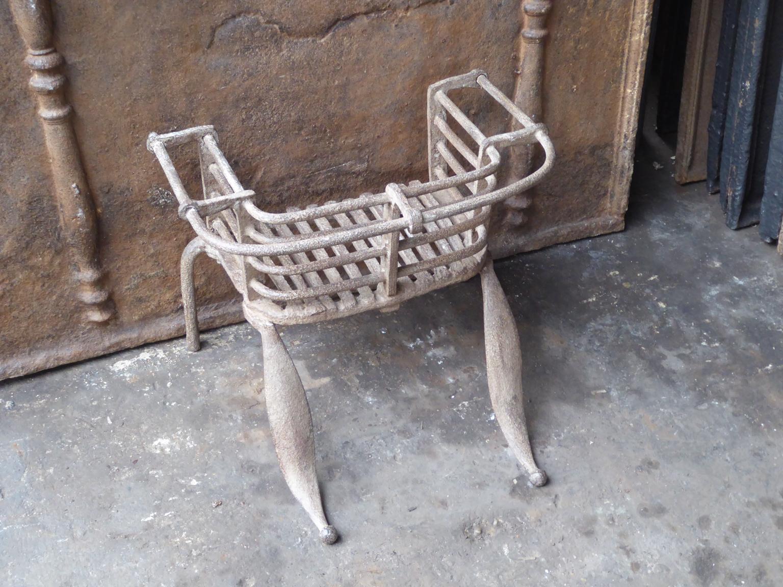 Forged Antique Belgian Fireplace Grate, 17th-18th Century For Sale