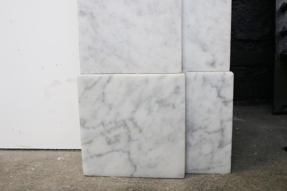 Antique Belgian Fireplace Surround In White Carrara Marble
