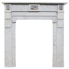 Antique Belgian Fireplace Surround in White Carrara Marble