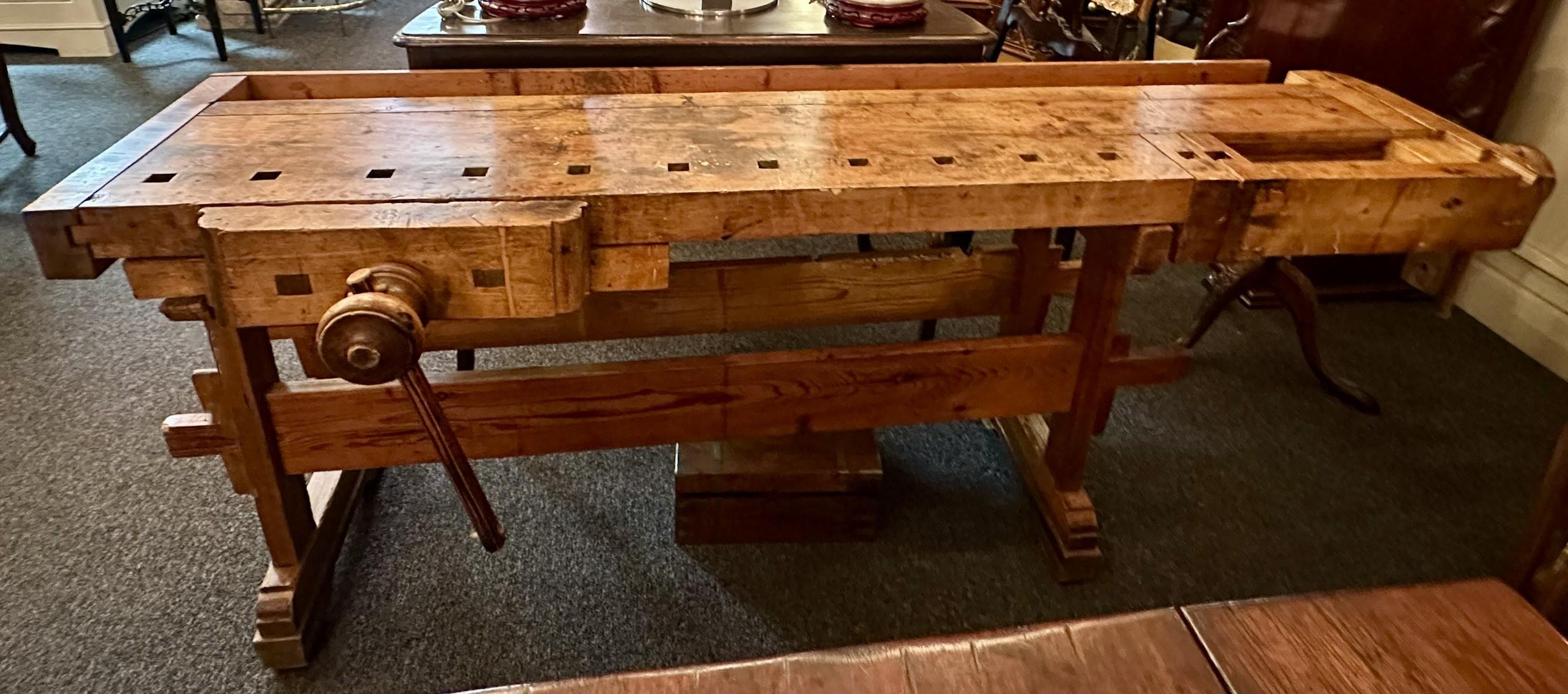 Belga Antico banco da falegname in legno belga con 2 morse, CIRCA 1920 in vendita