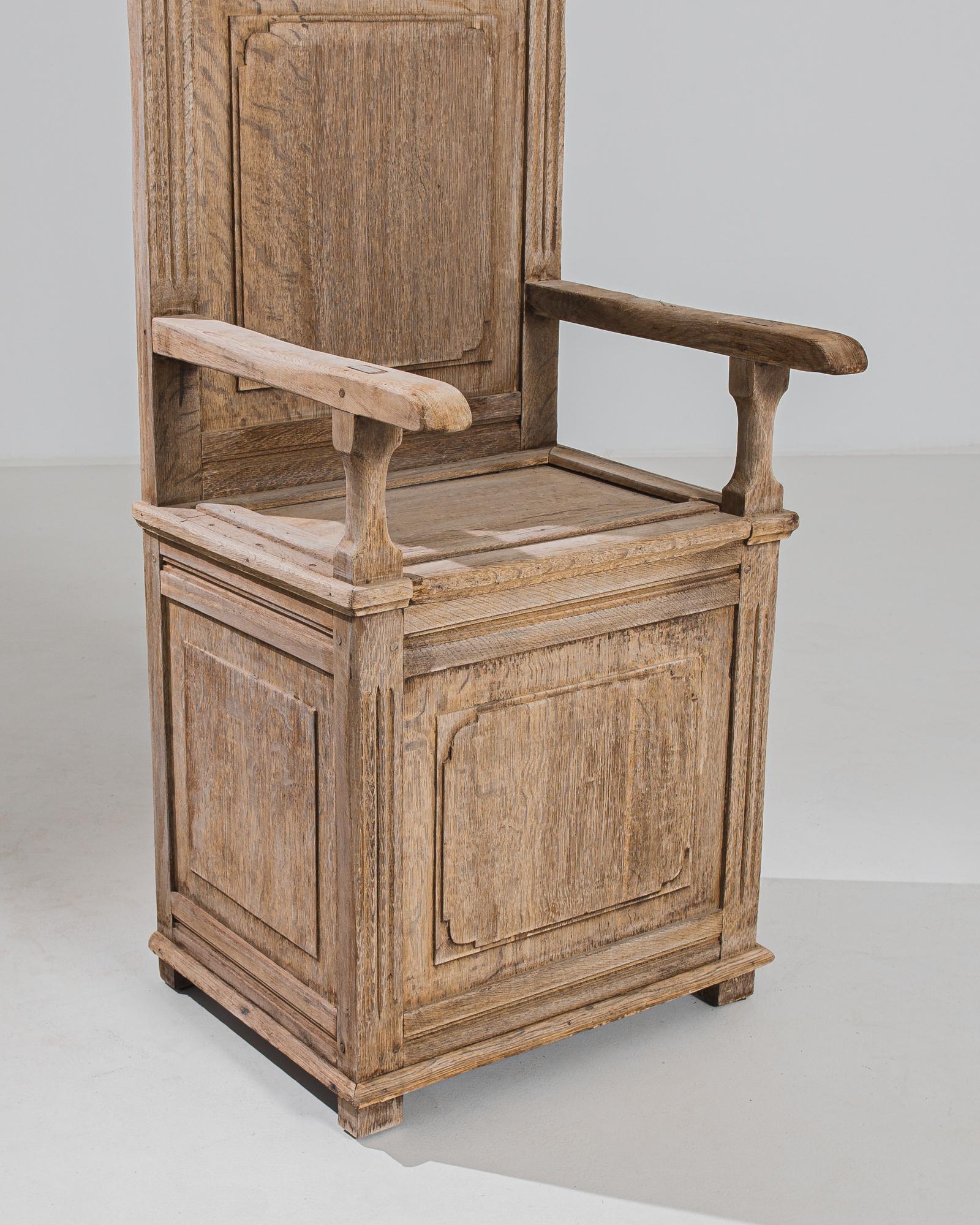 Early 20th Century Antique Belgian High Backed Bleached Oak Armchair