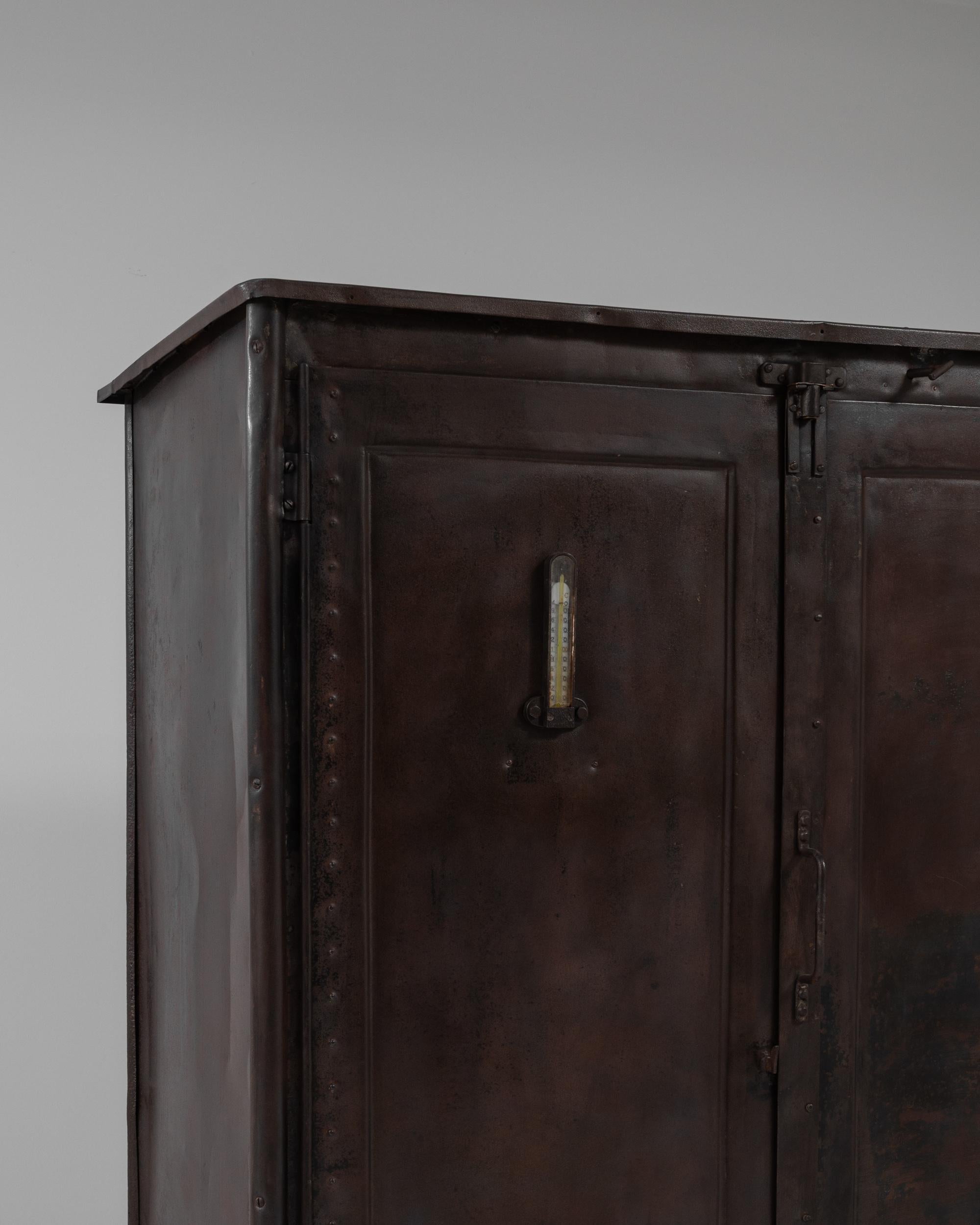 Antique Belgian Industrial Metal Cabinet For Sale 4