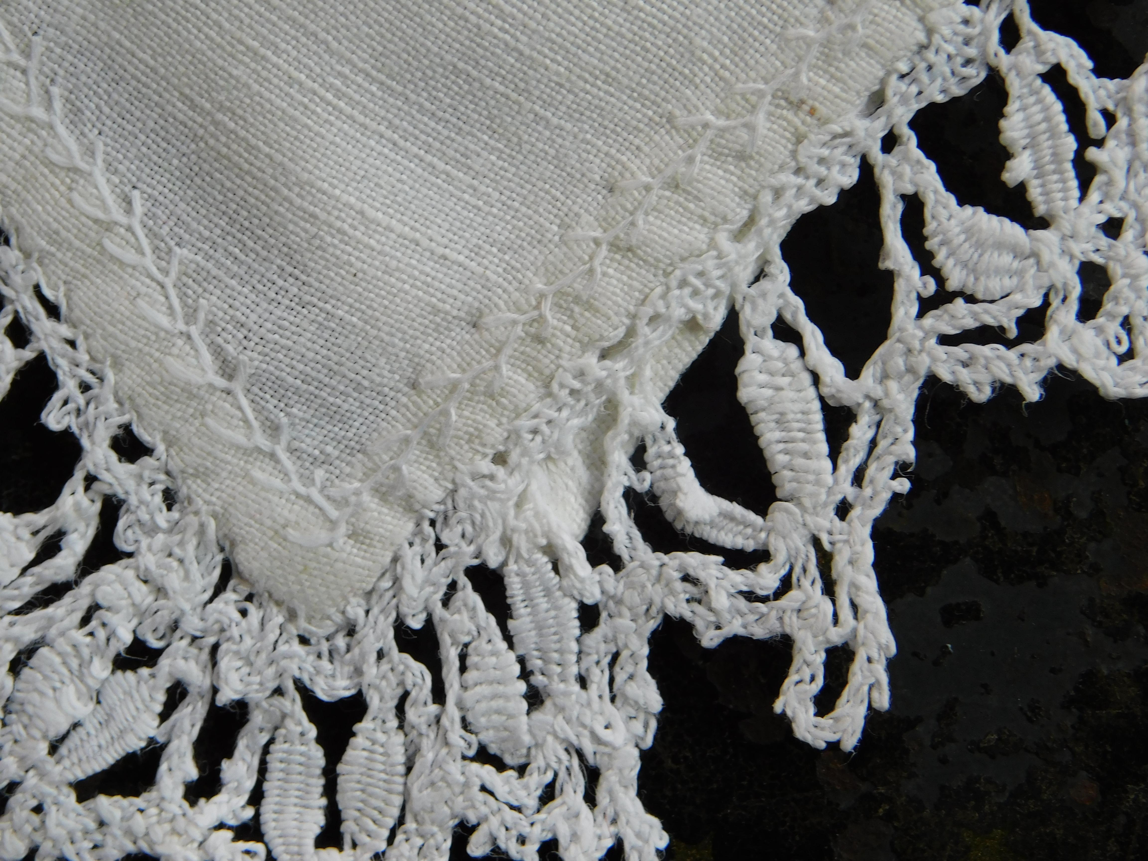 Gray Antique Belgian Lace and Linen Collar For Sale