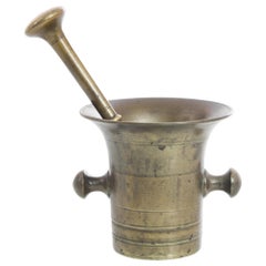 Antique Belgian Metal Mortar with Pestle