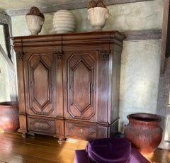 Antique Belgian Oak Carved Armoire