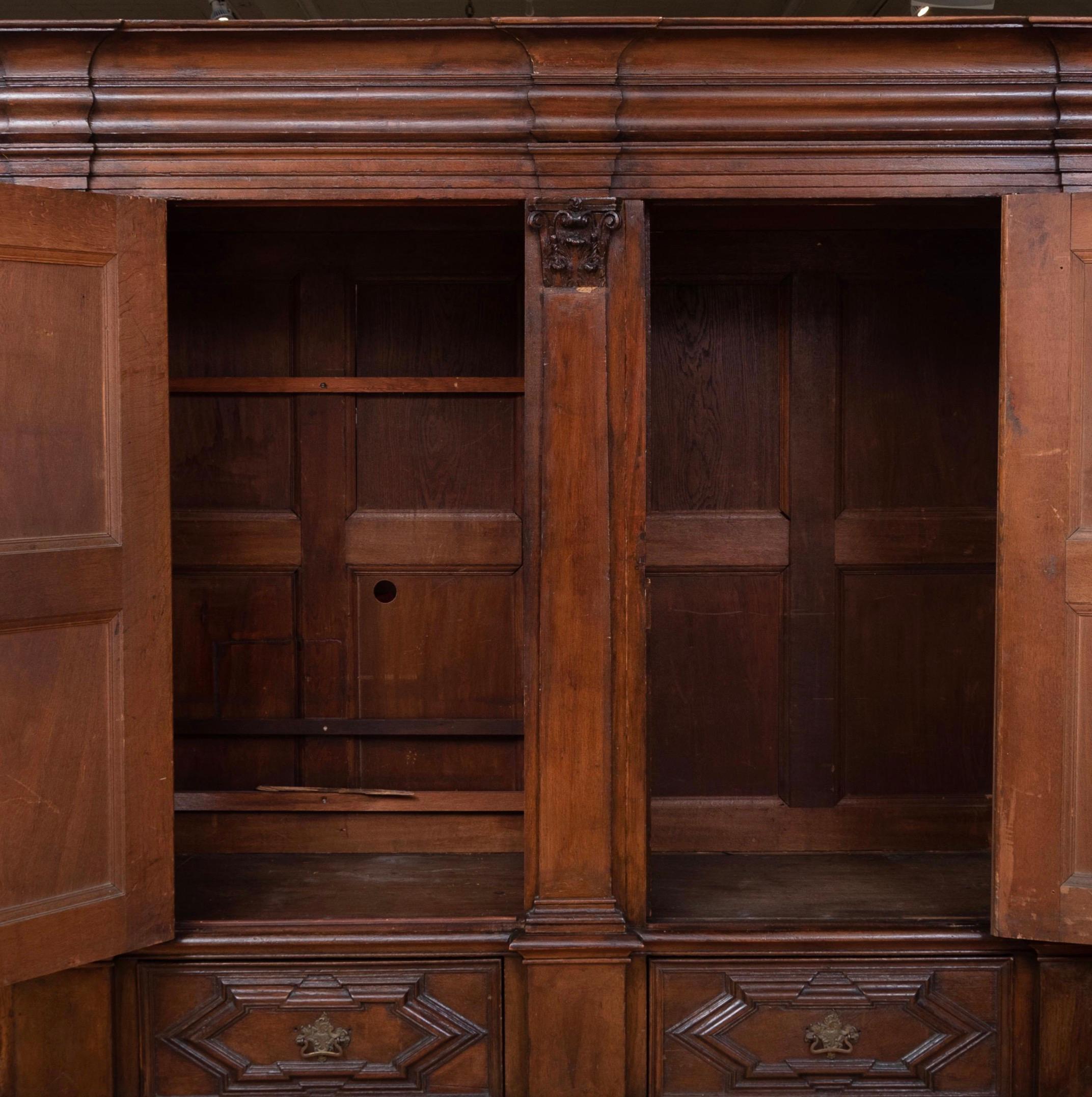 Antique Belgian Oak Carved Armoire In Good Condition For Sale In New York, NY