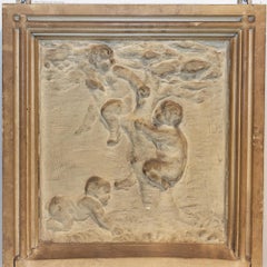 Antique Belgian Plaster Panel with Cherub Imagery