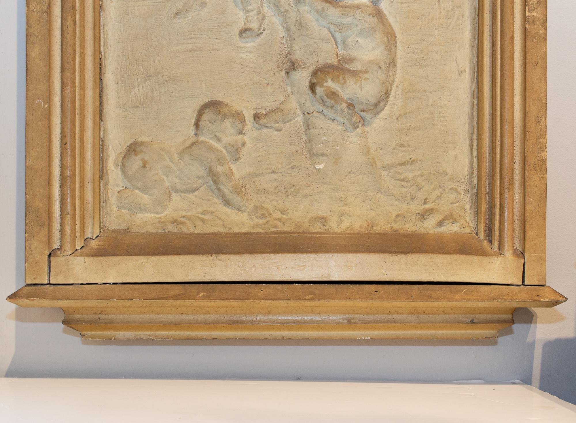 Antique Belgian Plaster Panel with Cherub Imagery 5