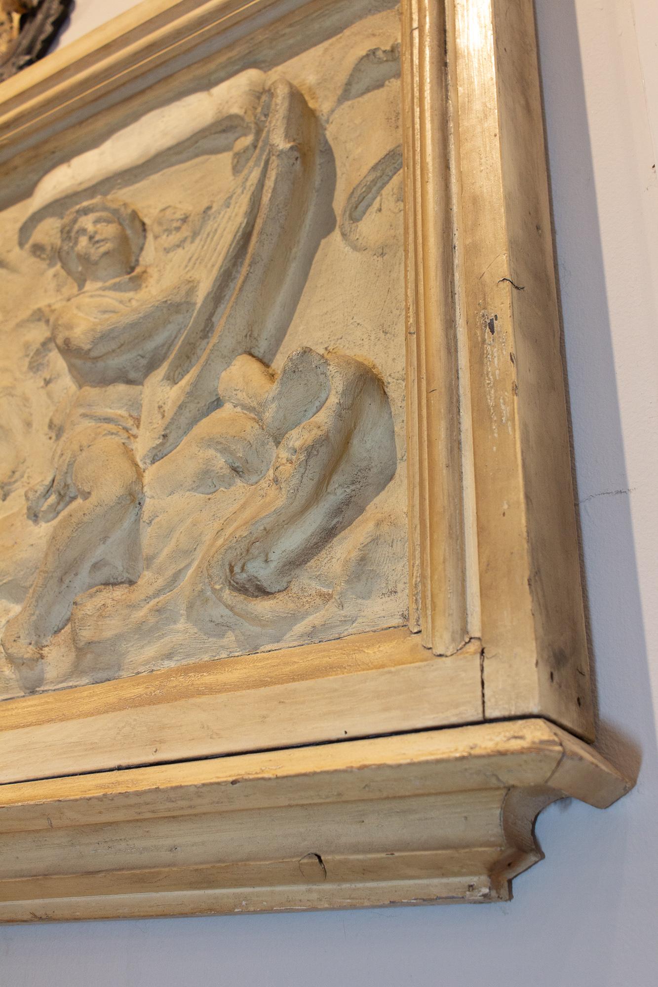 Antique Belgian Plaster Panel with Mythological Imagery 6