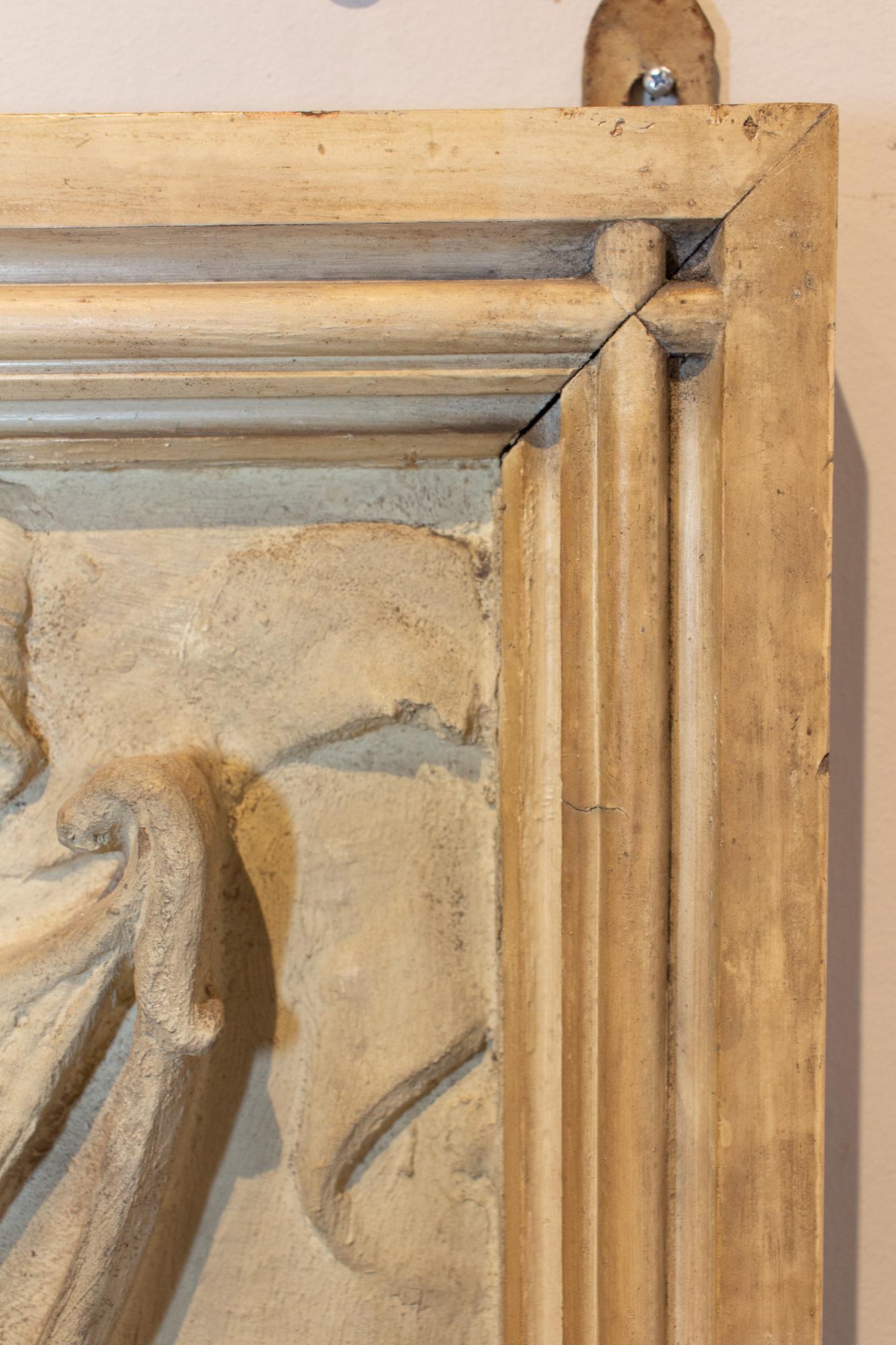 Antique Belgian Plaster Panel with Mythological Imagery 9