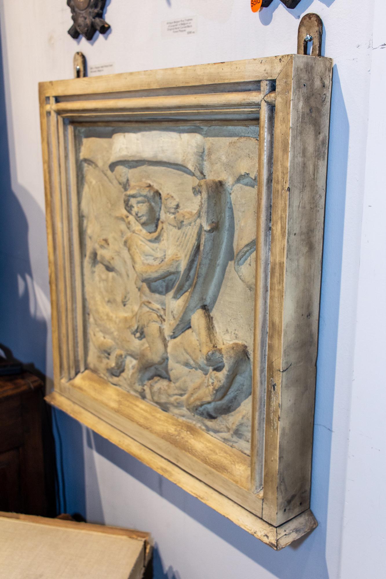 Antique Belgian Plaster Panel with Mythological Imagery 4