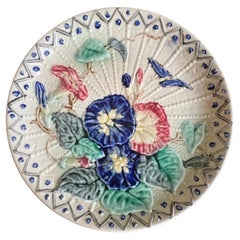 Antique Belgian Plate "Morning Glory" by Wasmuel, C. 1890