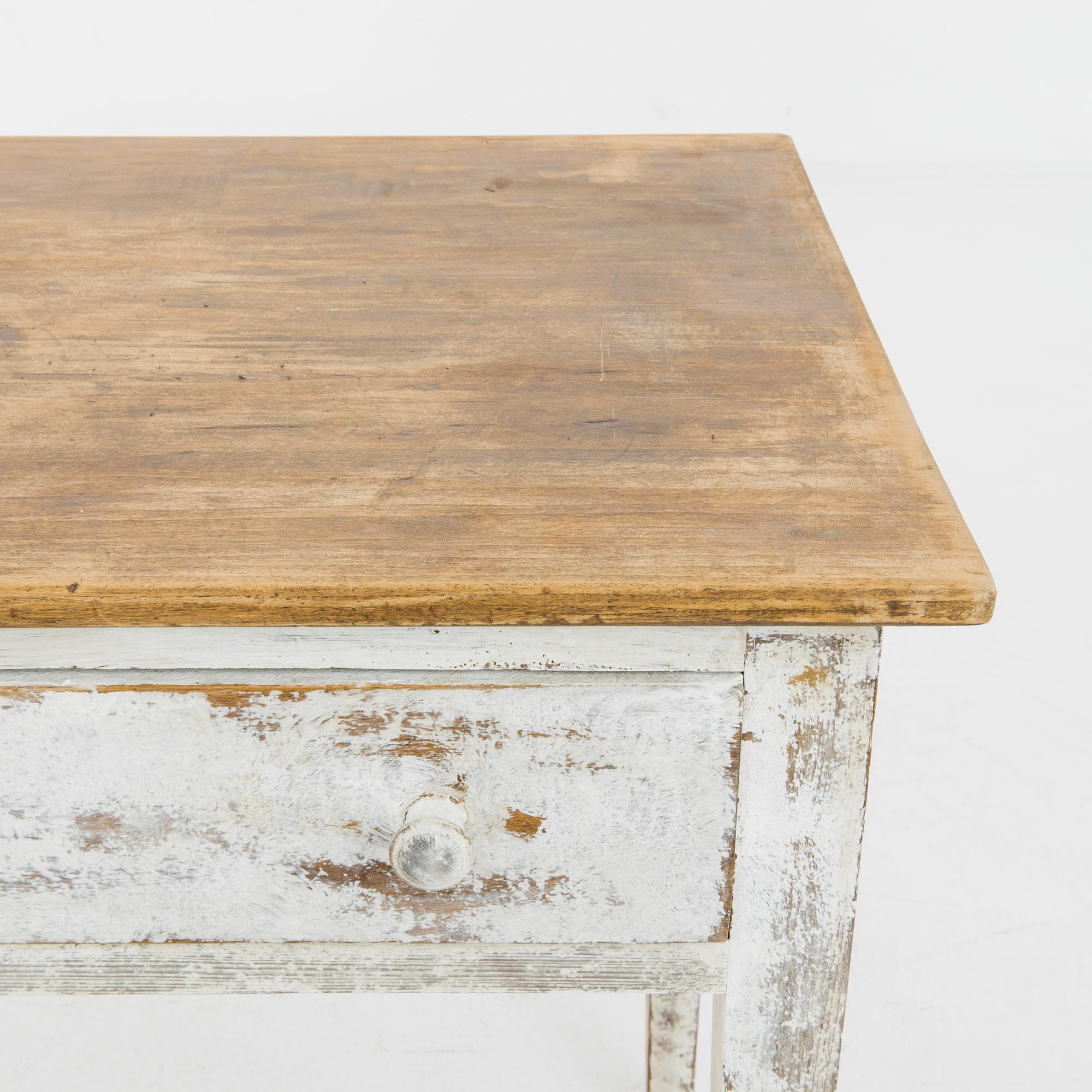 Antique Belgian Rustic Painted Side Table 2