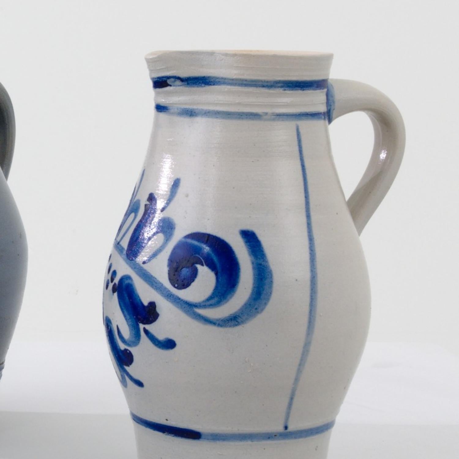 Ceramic Antique Belgian Salt Glaze Country Pots, Set of Three