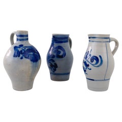 Antique Belgian Salt Glaze Country Pots, Set of Three