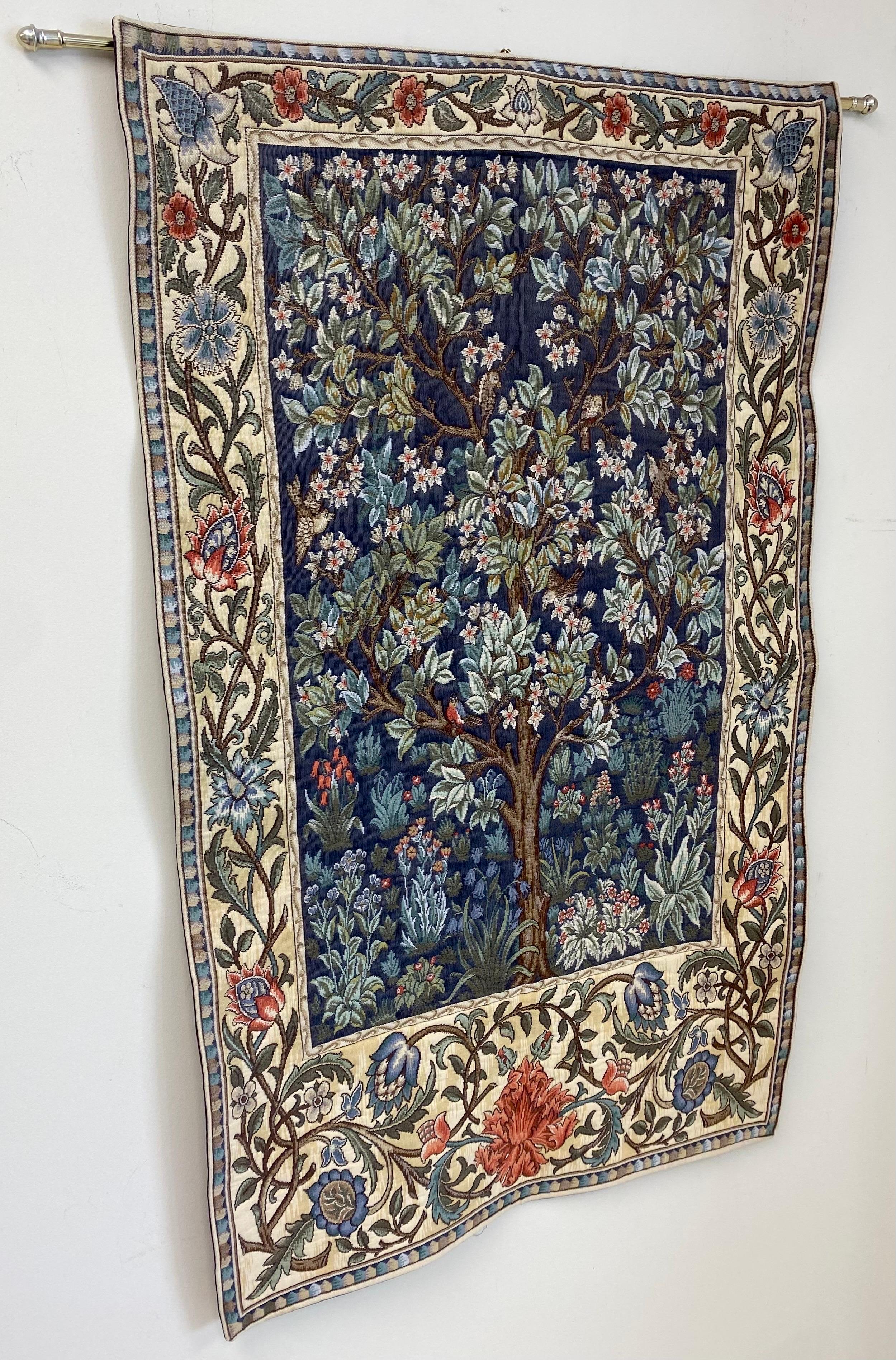 Antique Belgian Tapestry Tree of Life Portiere  2