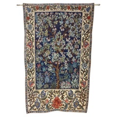 Antique Belgian Tapestry Tree of Life Portiere 