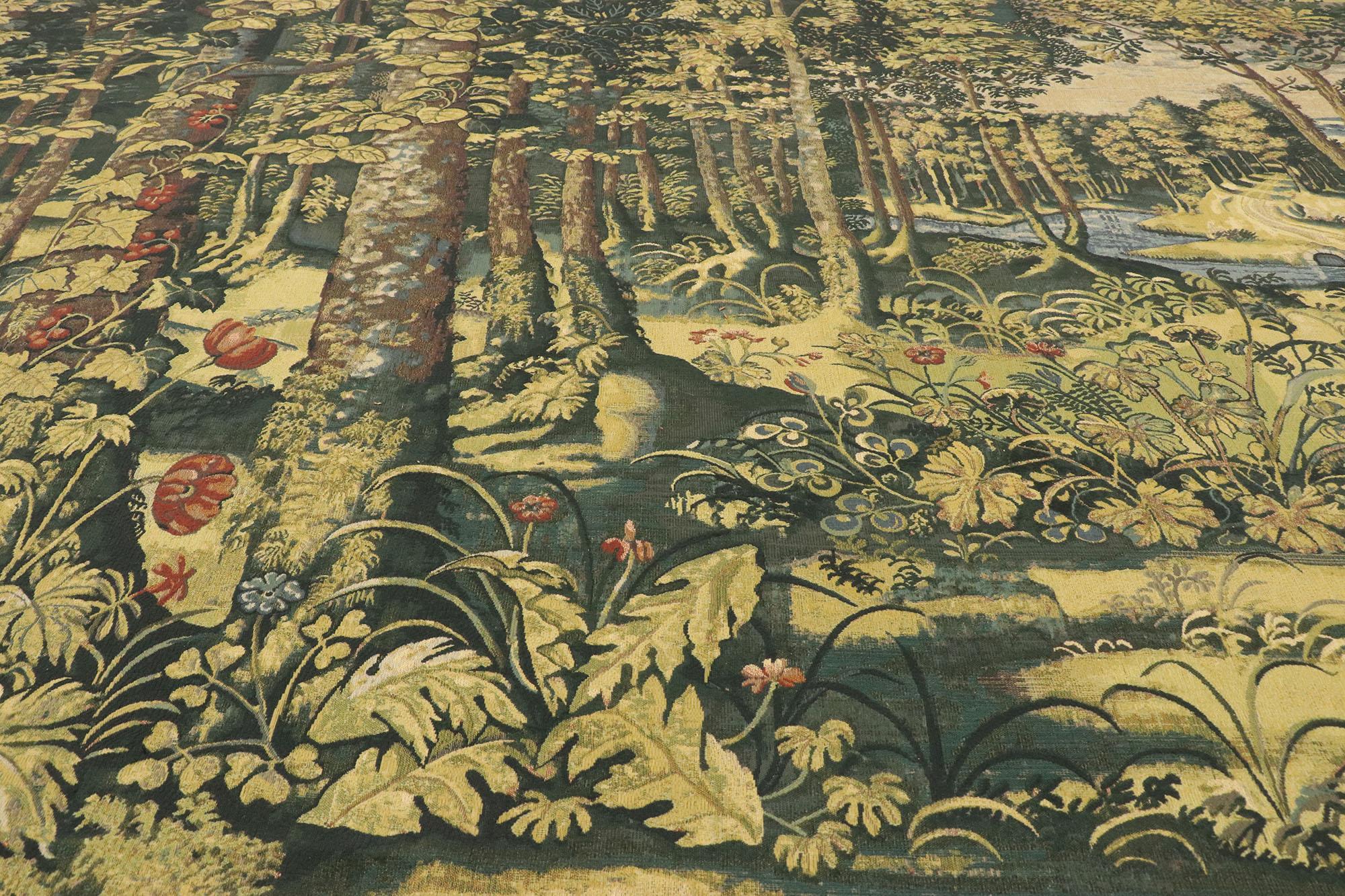 Antiker belgischer Verdure Jagaloon-Wandteppich aus der Jagaloon-Serie, königliche Jagaloon-Holz (Belgisch) im Angebot
