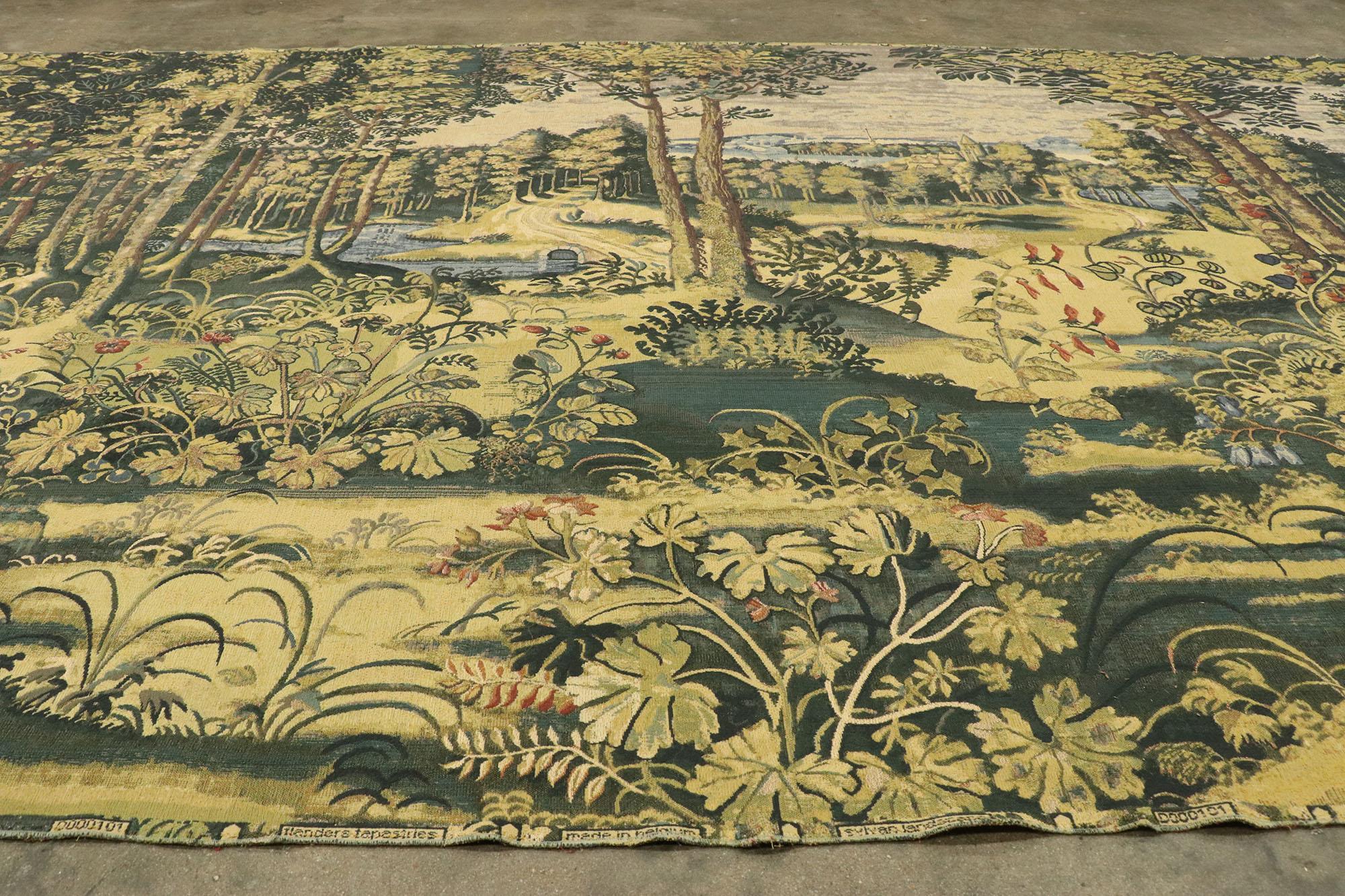 Machine-Made Antique Belgian Verdure Jagaloon Series Tapestry, Royal Hunting Woods For Sale