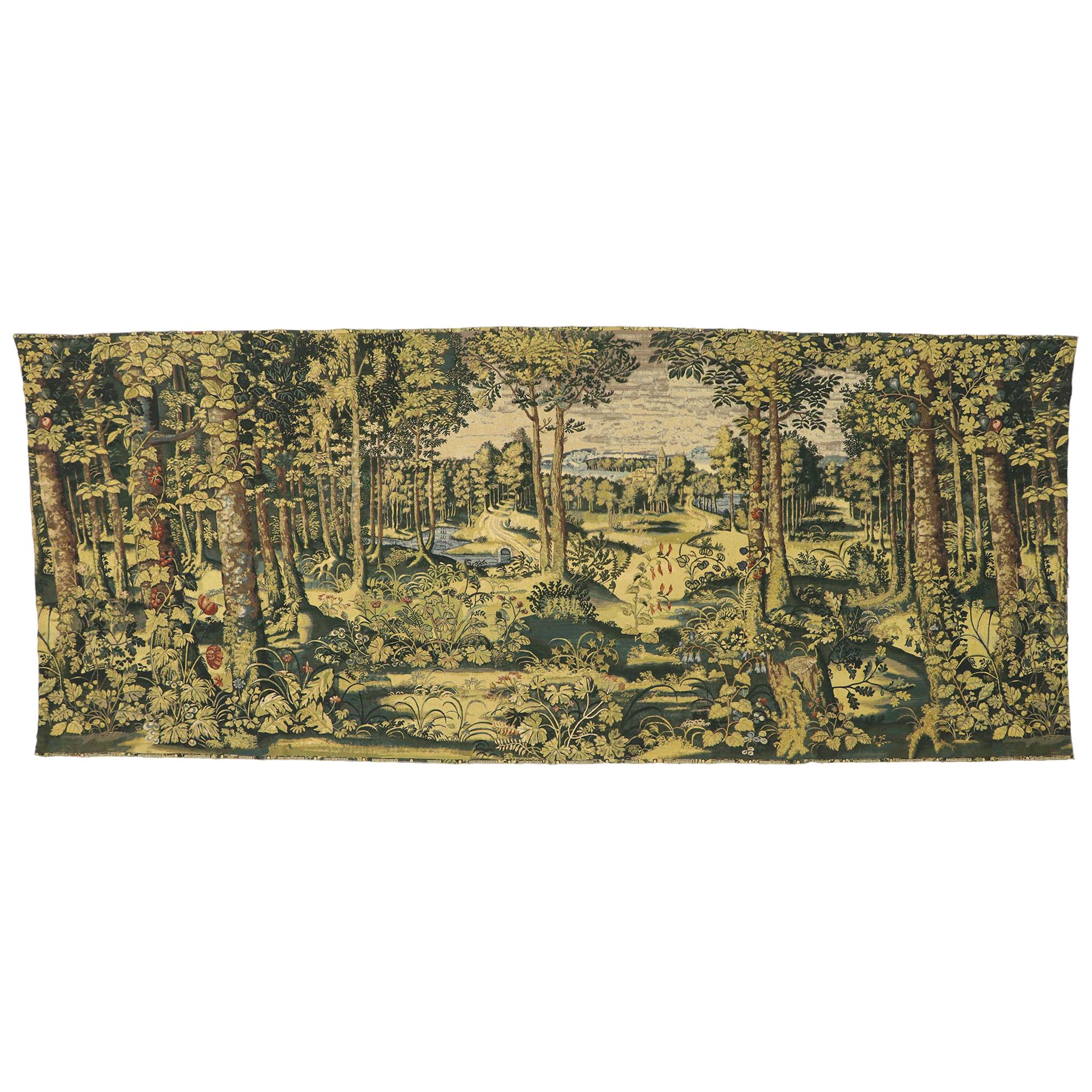 Antique Belgian Verdure Jagaloon Series Tapestry, Royal Hunting Woods