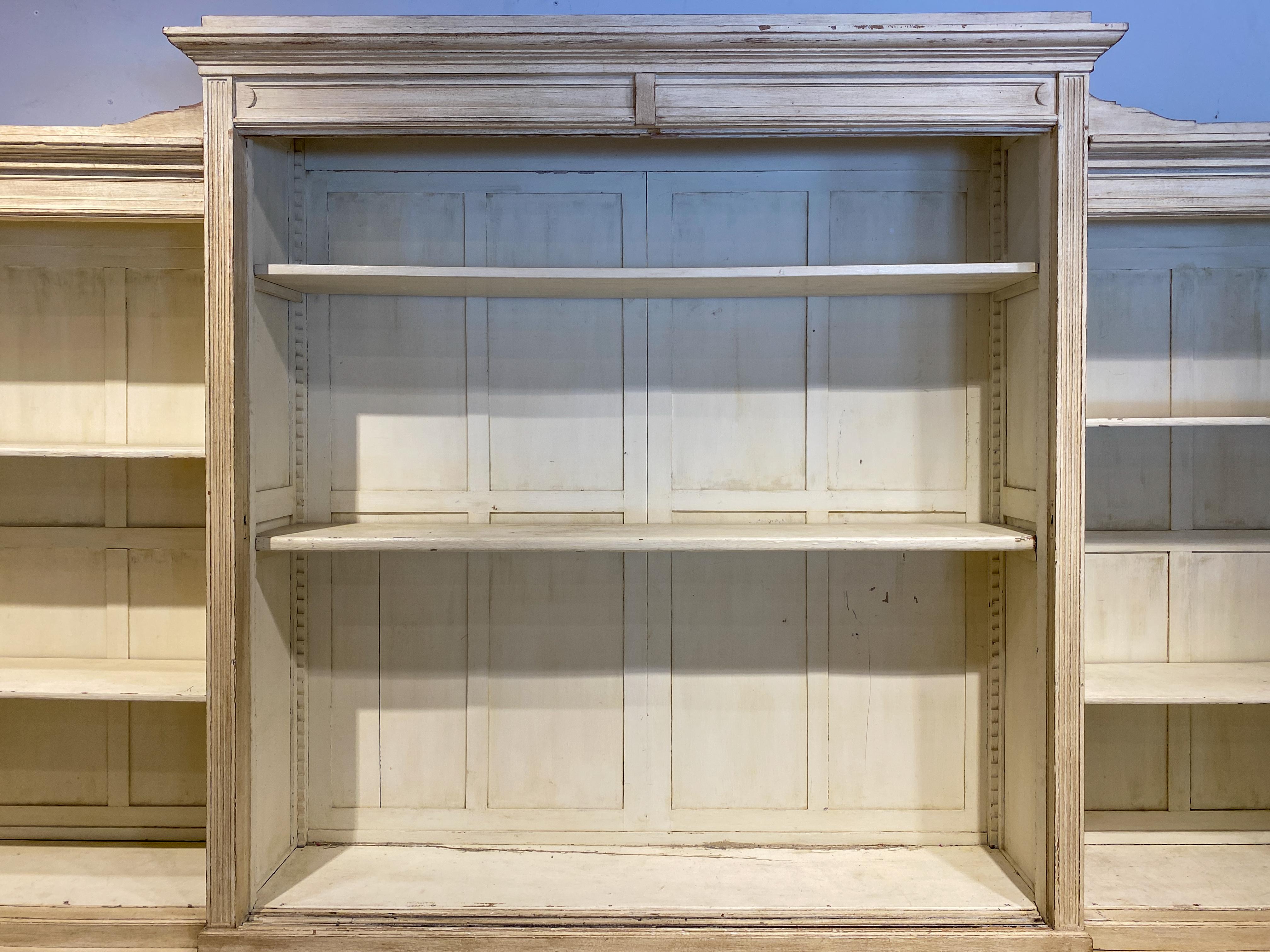 Antique Belgian Vitrine with Glass Front Doors in Antiqued White Painted Finish In Good Condition In Houston, TX