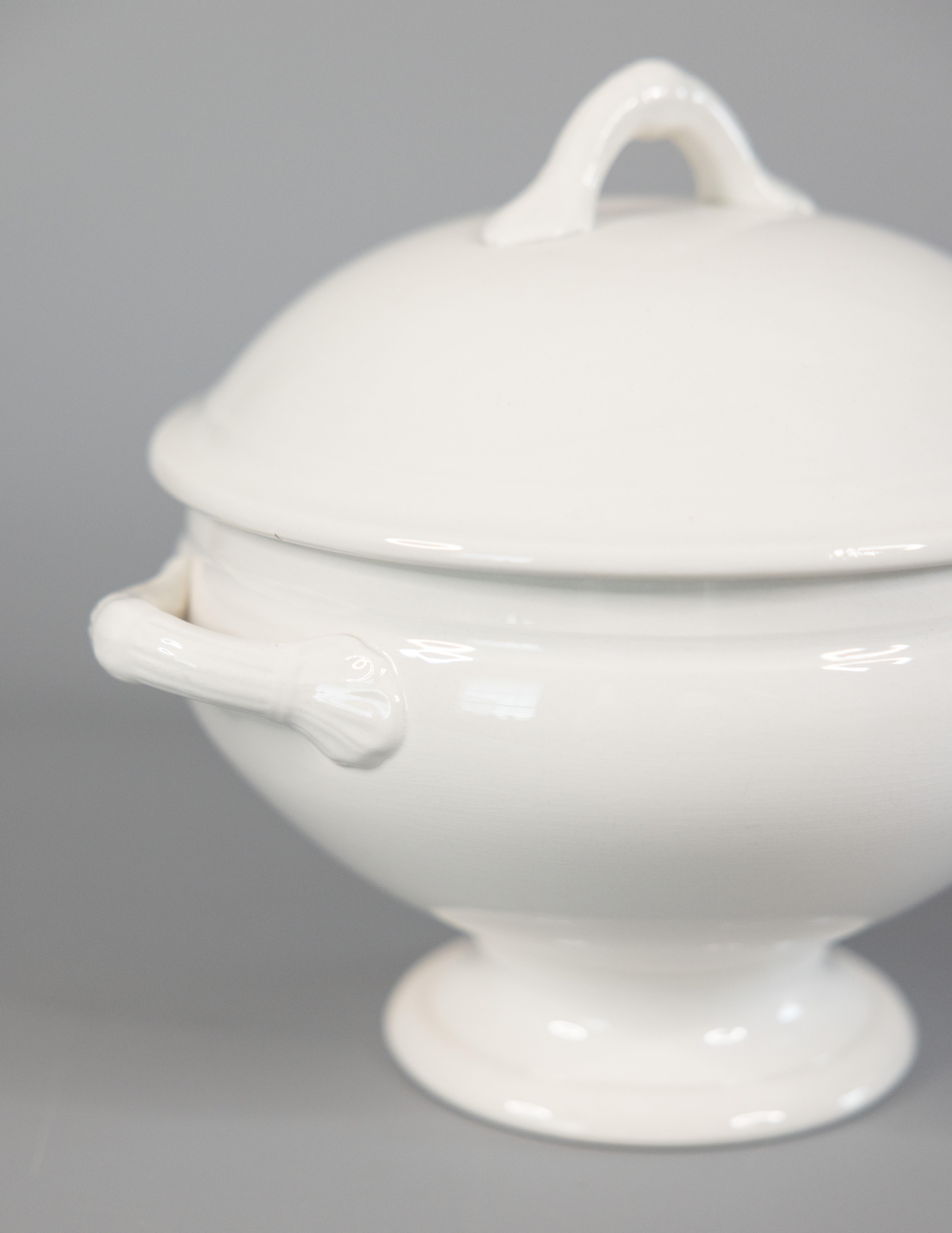 Early 20th Century Antique Belgian White Ironstone Lidded Soup Tureen, circa 1900